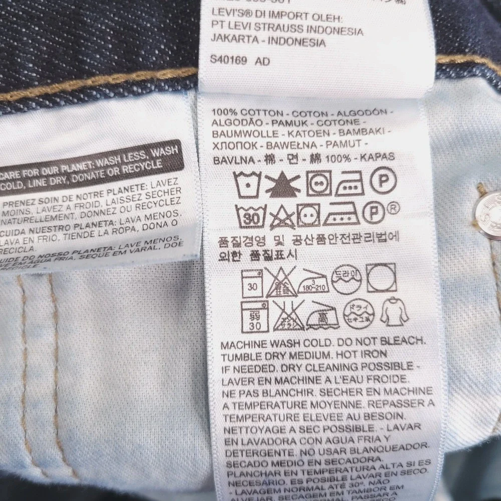 LEVIS 514 Jeans Mens Size 36x32 Straight Fit 100% Cotton Dark Wash Denim